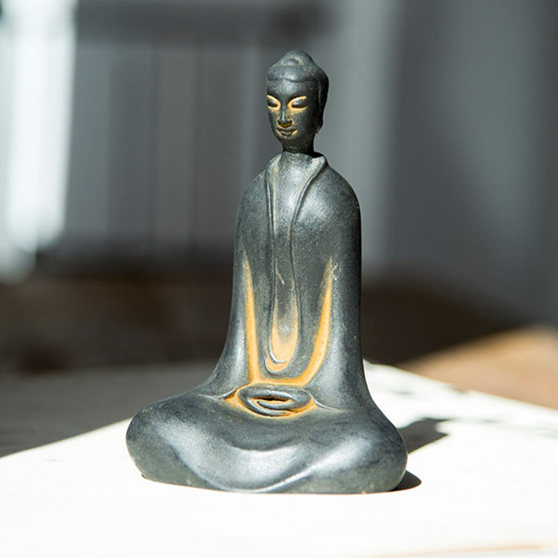 Rust Sakyamuni Buddha Iron Powder Resin Statue 12.5cm