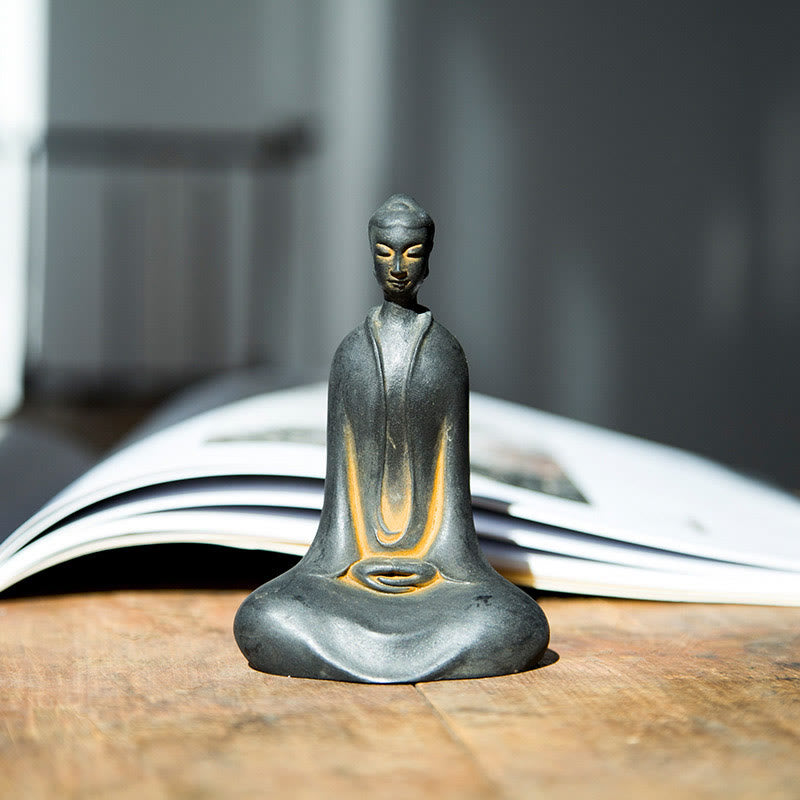 Rust Sakyamuni Buddha Iron Powder Resin Statue 12.5cm