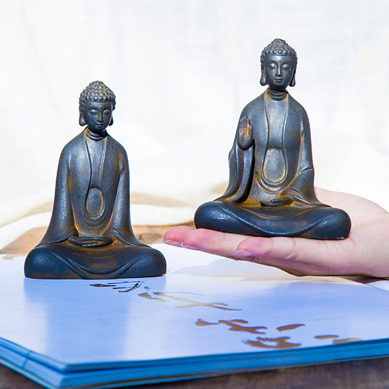 Meditation Buddha Statue | Iron Powder Rust Cast 12cm Sculpture