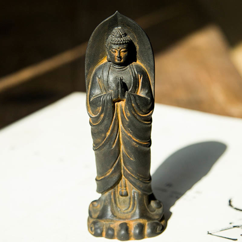 14.5cm Iron Powder Resin Buddha Statue Namaste Meditation