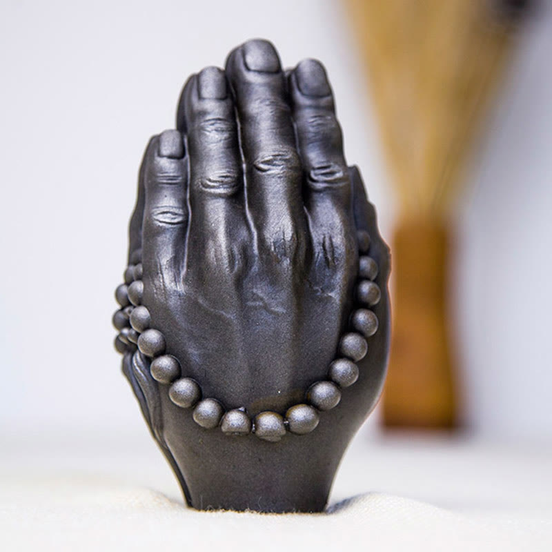 Handmade Rust & Polished Buddha Namaste Statue 15cm | Healing Sounds