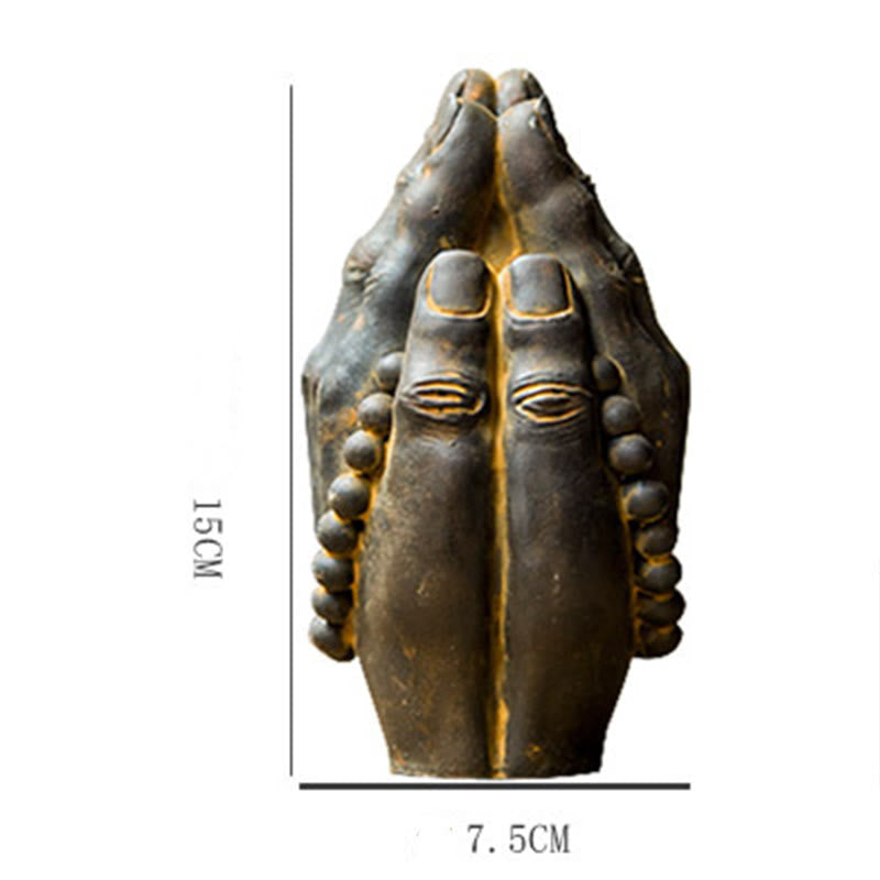 Handmade Rust & Polished Buddha Namaste Statue 15cm | Healing Sounds