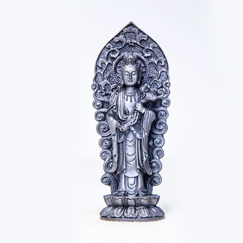 Handmade Amitabha Guanyin Iron Powder Buddha Statue 18cm