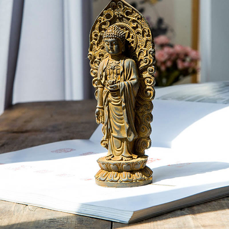 Handmade Amitabha Guanyin Iron Powder Buddha Statue 18cm