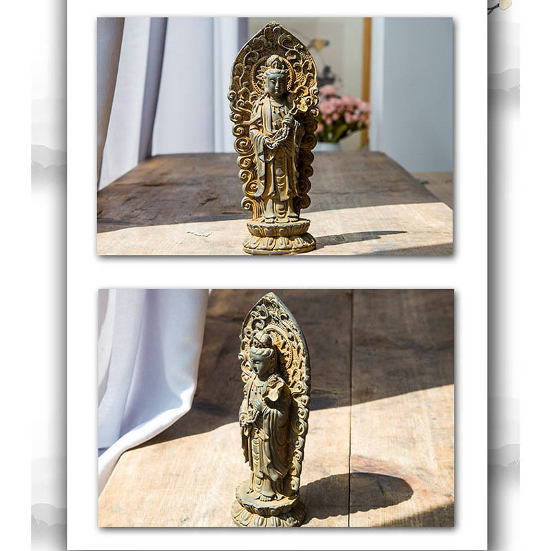 Handmade Amitabha Guanyin Iron Powder Buddha Statue 18cm
