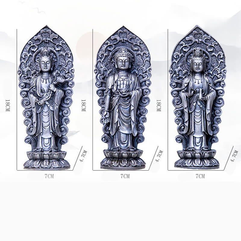 Handmade Amitabha Guanyin Iron Powder Buddha Statue 18cm