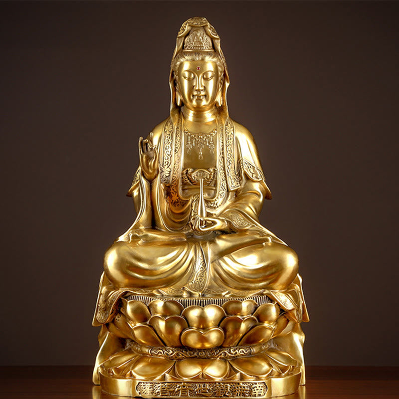 Kwan Yin Avalokitesvara Copper Buddha Statue 26in