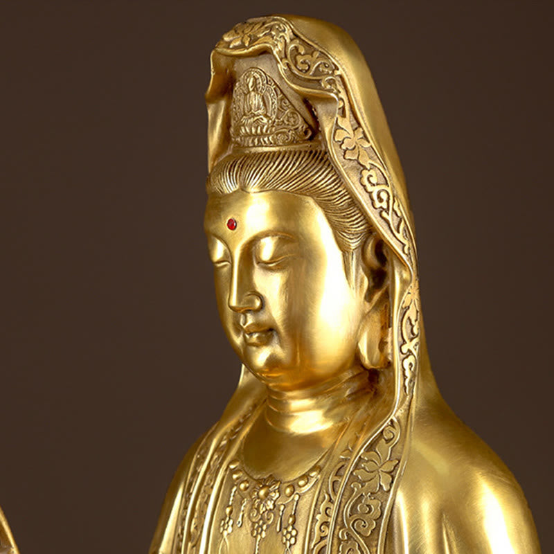 Kwan Yin Avalokitesvara Copper Buddha Statue 26in