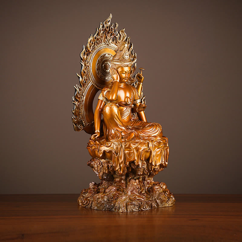 24cm Brass Avalokitesvara Buddha Statue for Success