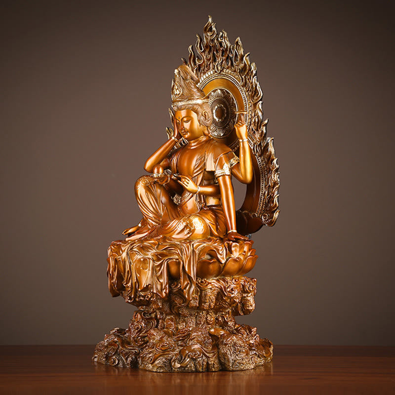 24cm Brass Avalokitesvara Buddha Statue for Success