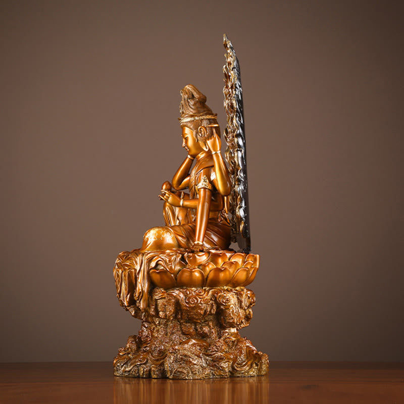 24cm Brass Avalokitesvara Buddha Statue for Success