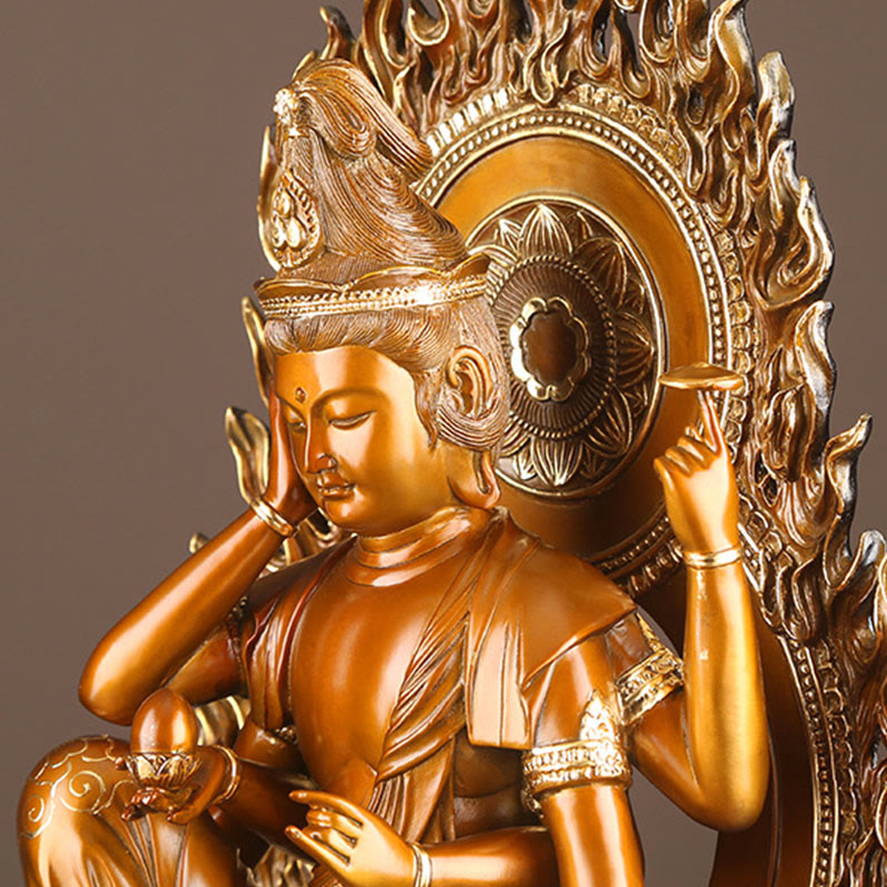 24cm Brass Avalokitesvara Buddha Statue for Success