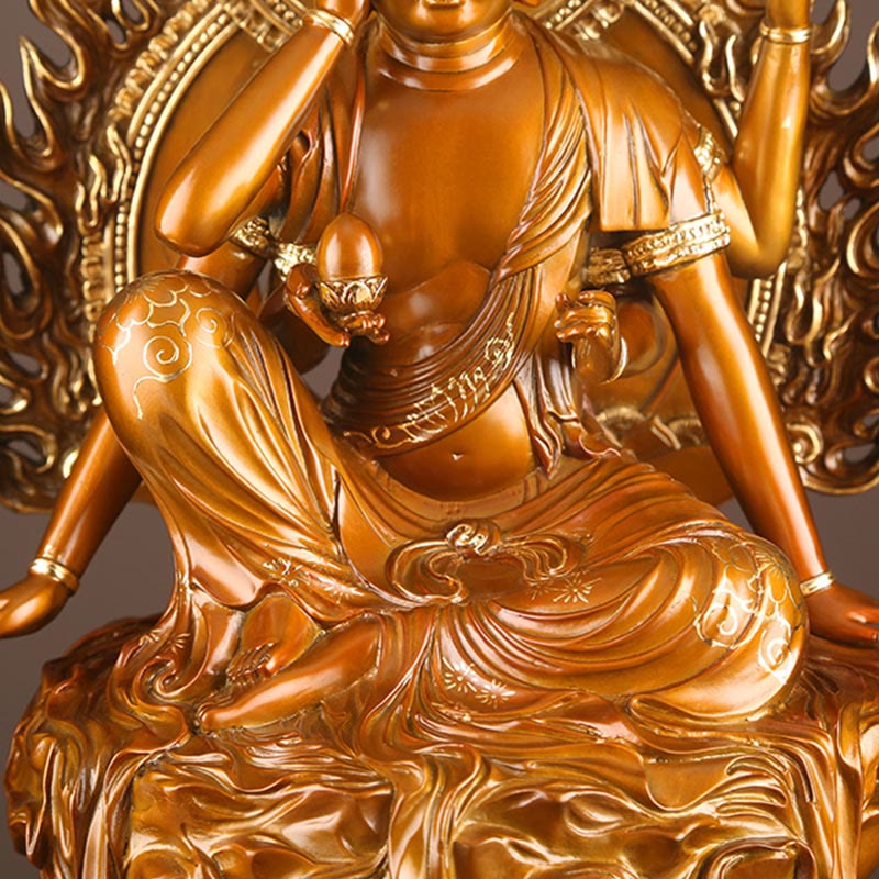 24cm Brass Avalokitesvara Buddha Statue for Success
