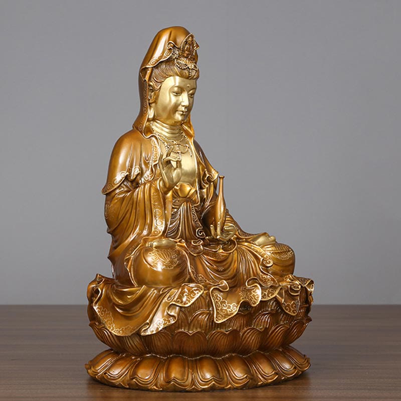 Kwan Yin Copper Buddha Statue 27in for Harmony & Peace