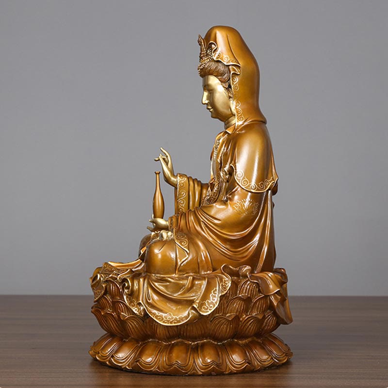 Kwan Yin Copper Buddha Statue 27in for Harmony & Peace