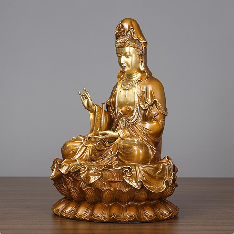 Kwan Yin Copper Buddha Statue 27in for Harmony & Peace