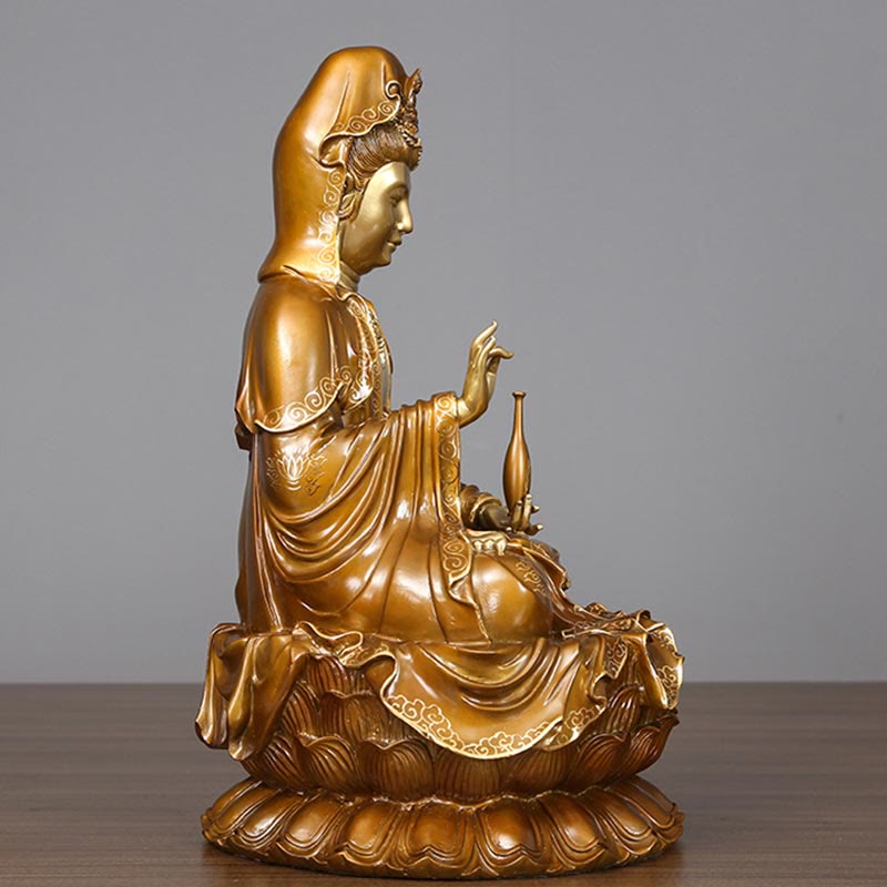 Kwan Yin Copper Buddha Statue 27in for Harmony & Peace