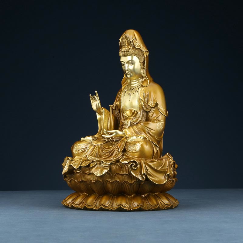 Kwan Yin Copper Buddha Statue 27in for Harmony & Peace