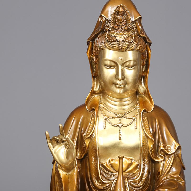 Kwan Yin Copper Buddha Statue 27in for Harmony & Peace