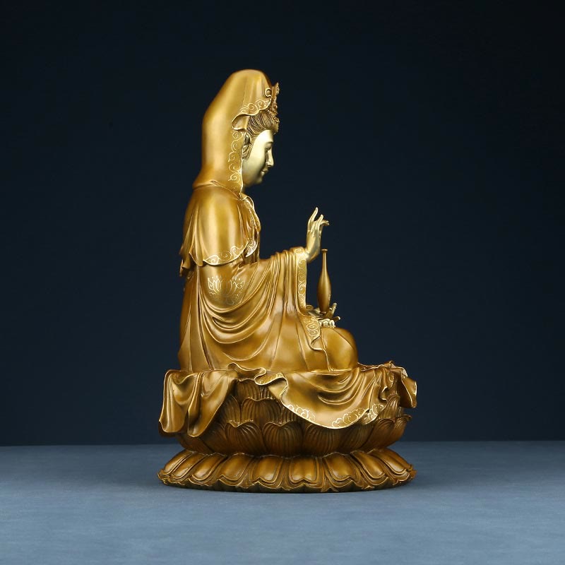 Kwan Yin Copper Buddha Statue 27in for Harmony & Peace
