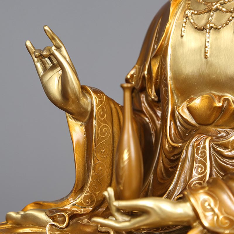 Kwan Yin Copper Buddha Statue 27in for Harmony & Peace