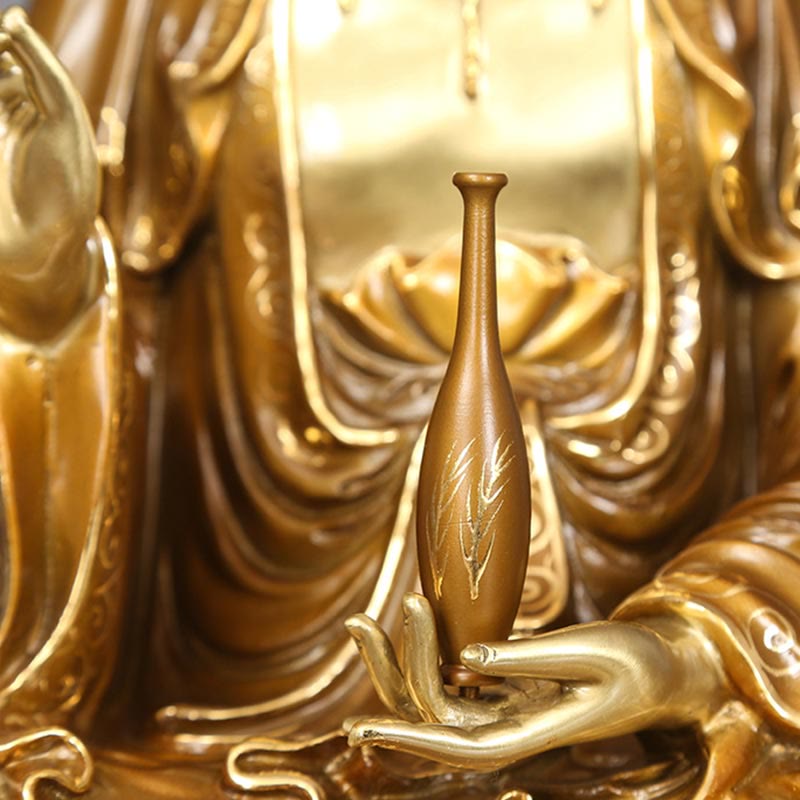 Kwan Yin Copper Buddha Statue 27in for Harmony & Peace