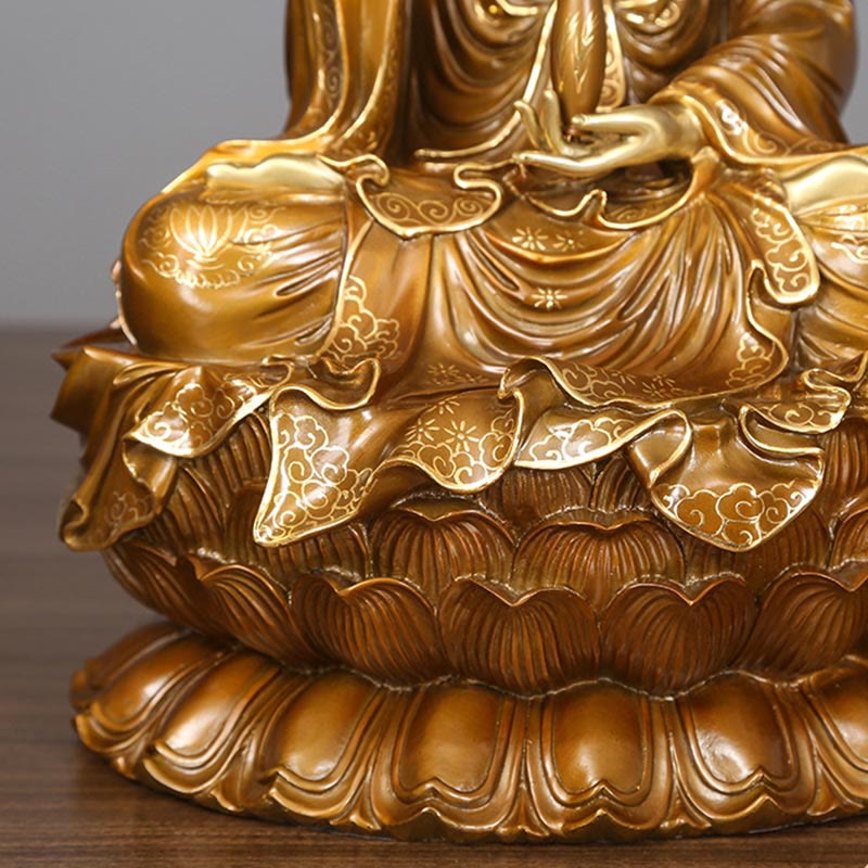 Kwan Yin Copper Buddha Statue 27in for Harmony & Peace