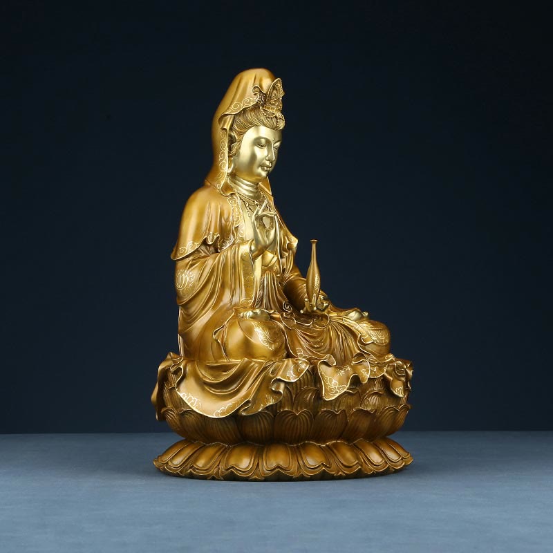 Kwan Yin Copper Buddha Statue 27in for Harmony & Peace