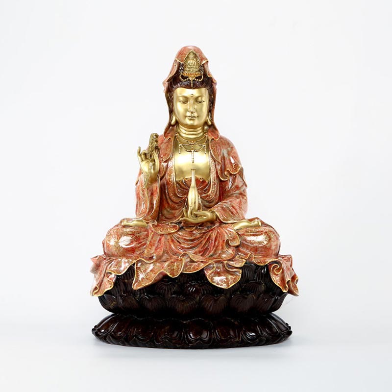 Kwan Yin Copper Buddha Statue 27in for Harmony & Peace
