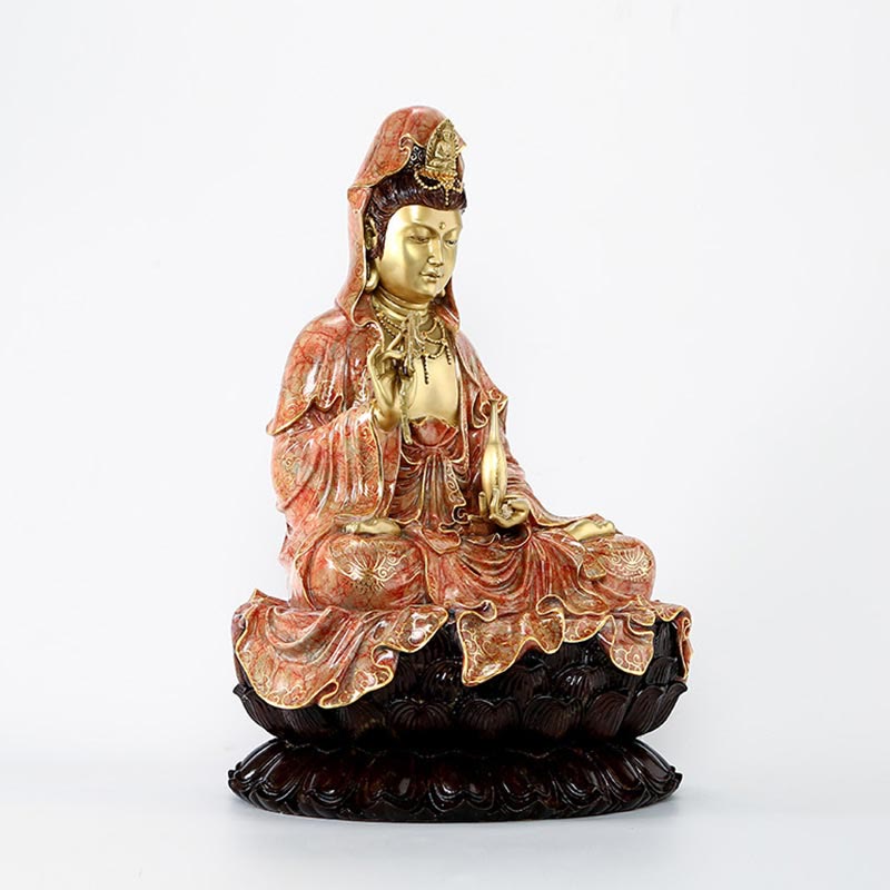 Kwan Yin Copper Buddha Statue 27in for Harmony & Peace