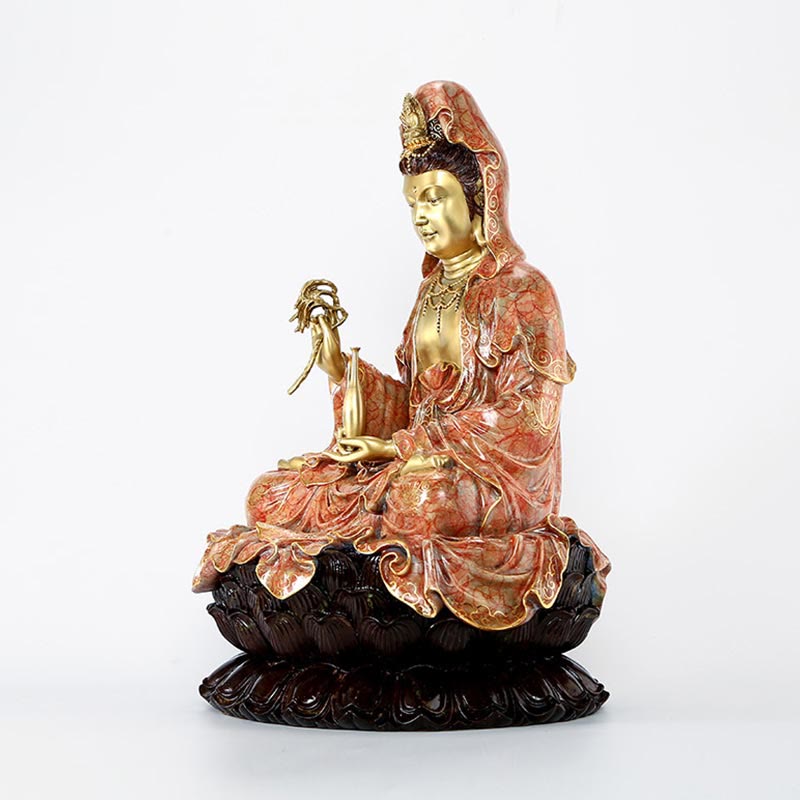 Kwan Yin Copper Buddha Statue 27in for Harmony & Peace