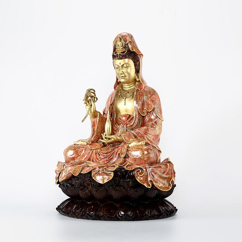 Kwan Yin Copper Buddha Statue 27in for Harmony & Peace