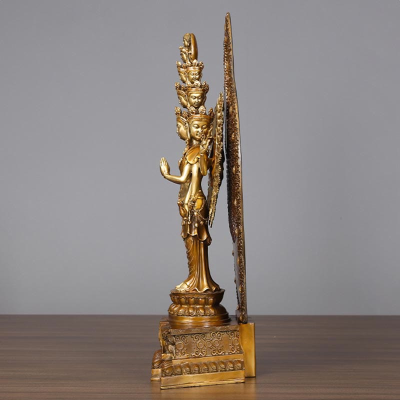 Large Avalokitesvara Buddha Statue in Brass and Copper, 65cm