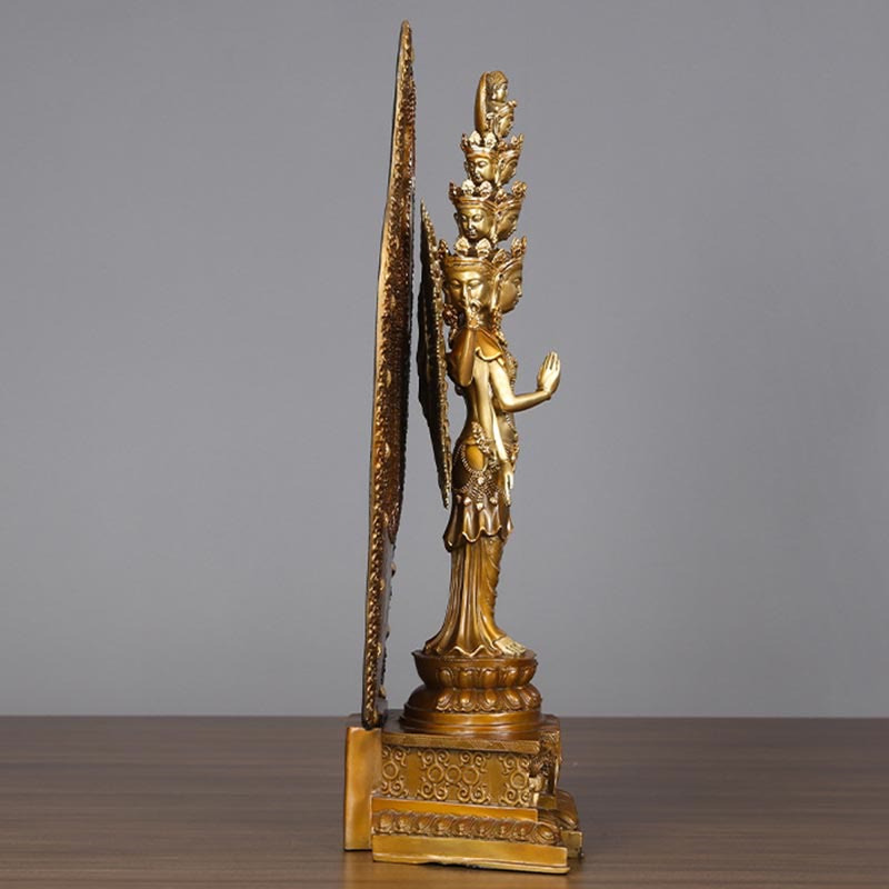 Large Avalokitesvara Buddha Statue in Brass and Copper, 65cm