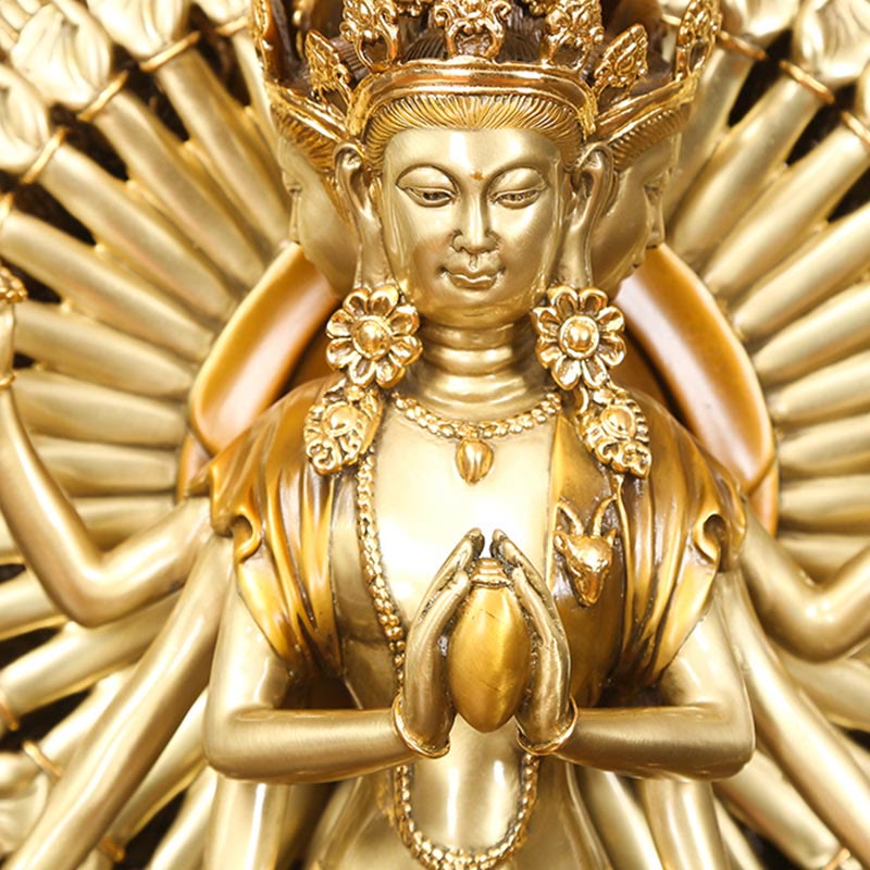 Large Avalokitesvara Buddha Statue in Brass and Copper, 65cm