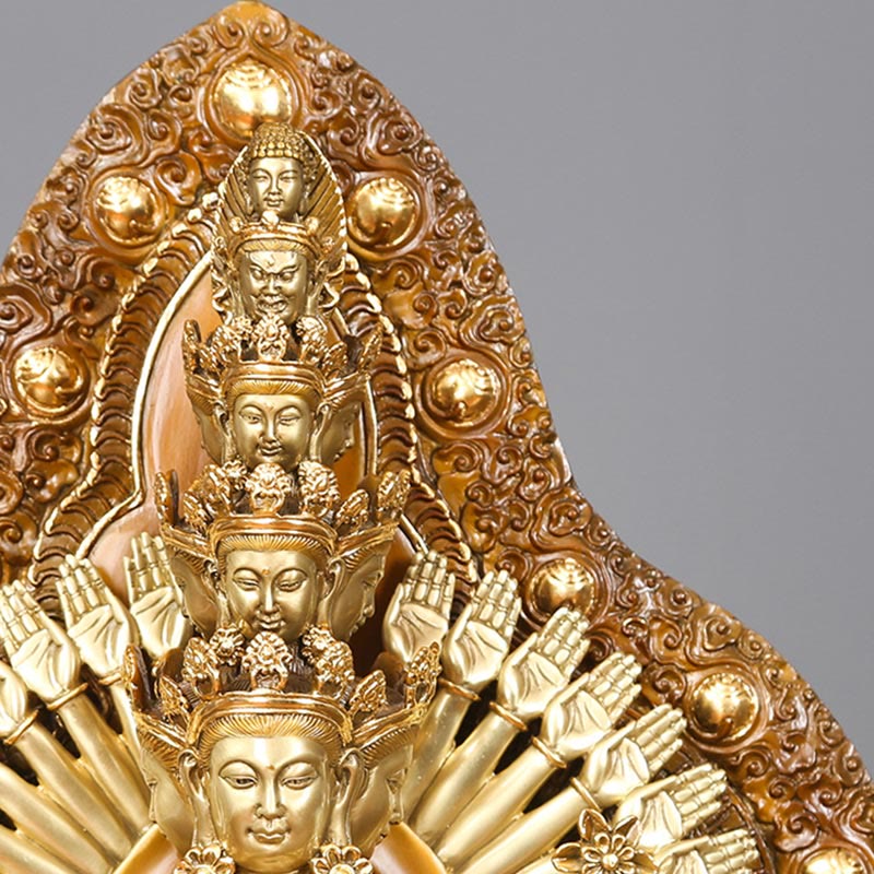 Large Avalokitesvara Buddha Statue in Brass and Copper, 65cm