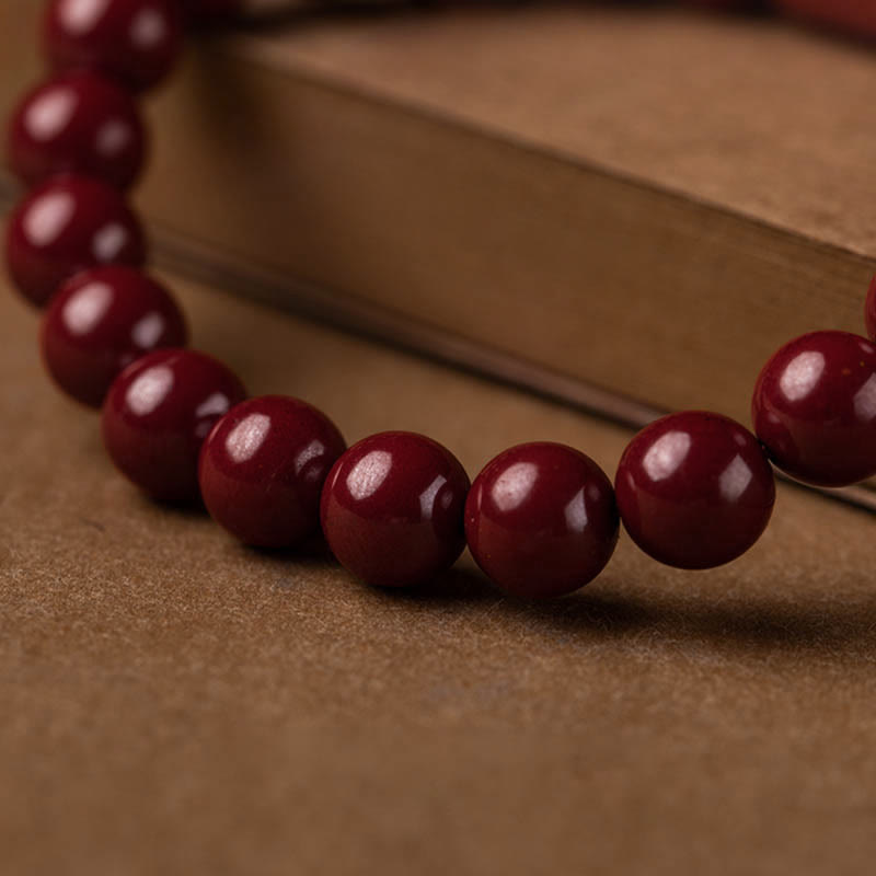 Natural Cinnabar Heart Sutra Bracelet 8mm Meditation