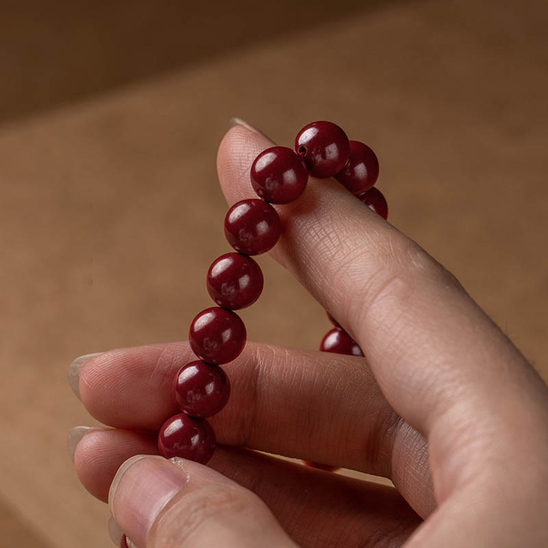 Natural Cinnabar Heart Sutra Bracelet 8mm Meditation