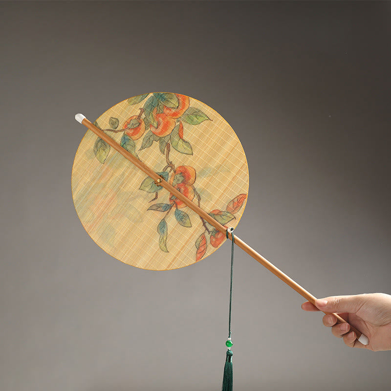 Handmade Bamboo Folding Fan 24cm with Koi Fish Lotus Design