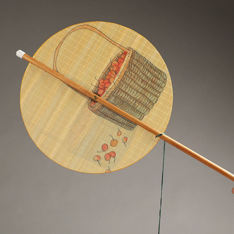Handmade Bamboo Folding Fan 24cm with Koi Fish Lotus Design