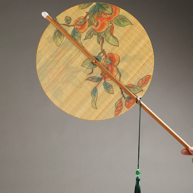 Handmade Bamboo Folding Fan 24cm with Koi Fish Lotus Design