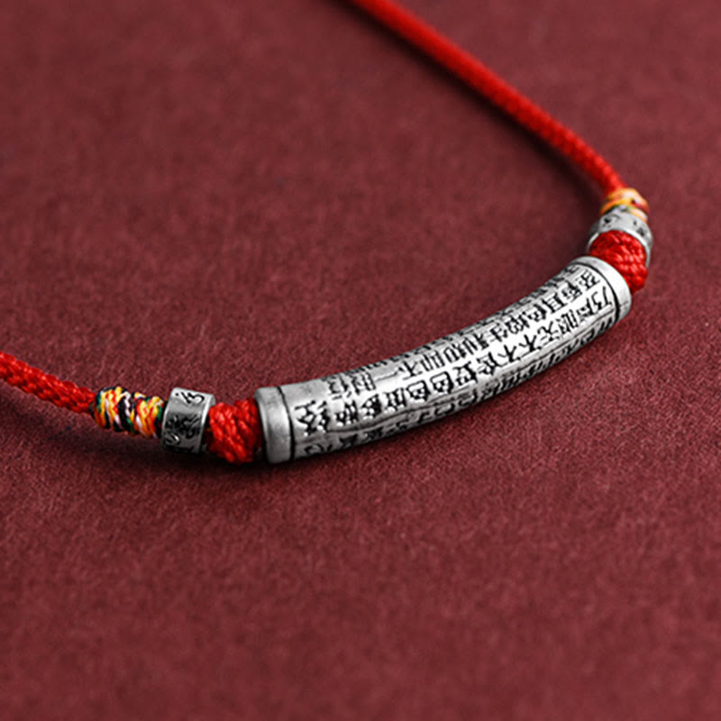999 Sterling Silver Heart Sutra Necklace Pendant for Spiritual Wisdom