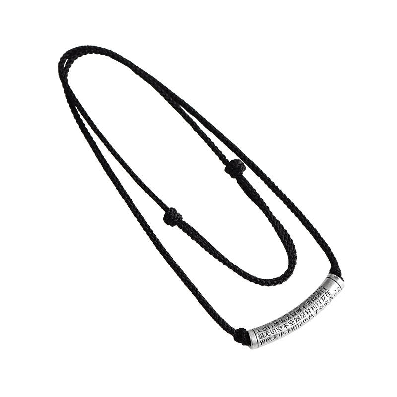 999 Sterling Silver Heart Sutra Necklace Pendant for Spiritual Wisdom