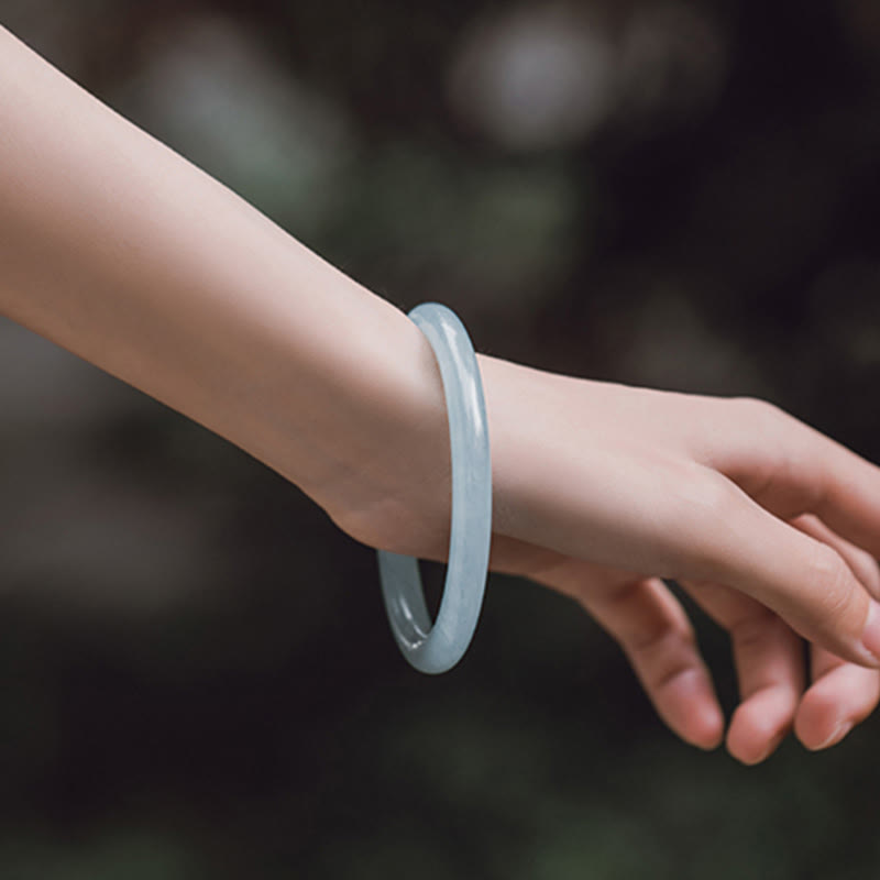 Aquamarine Serenity Bangle Bracelet - 6mm & 8mm Options