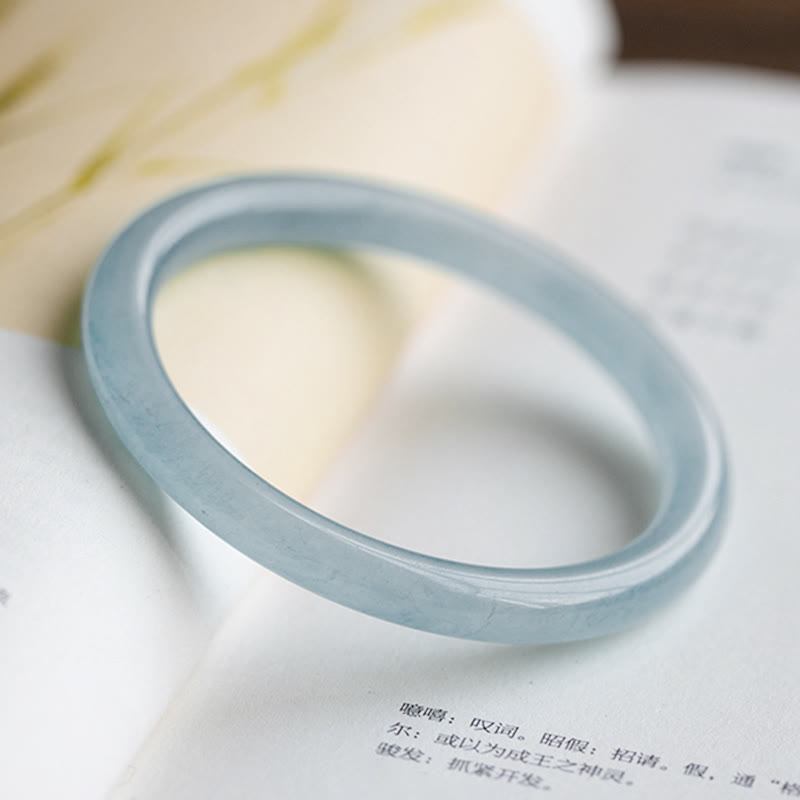 Aquamarine Serenity Bangle Bracelet - 6mm & 8mm Options