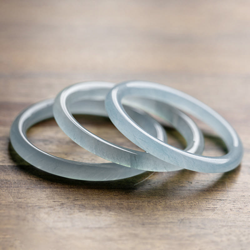 Aquamarine Serenity Bangle Bracelet - 6mm & 8mm Options