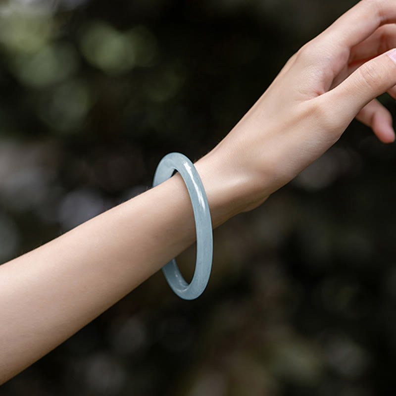 Aquamarine Serenity Bangle Bracelet - 6mm & 8mm Options