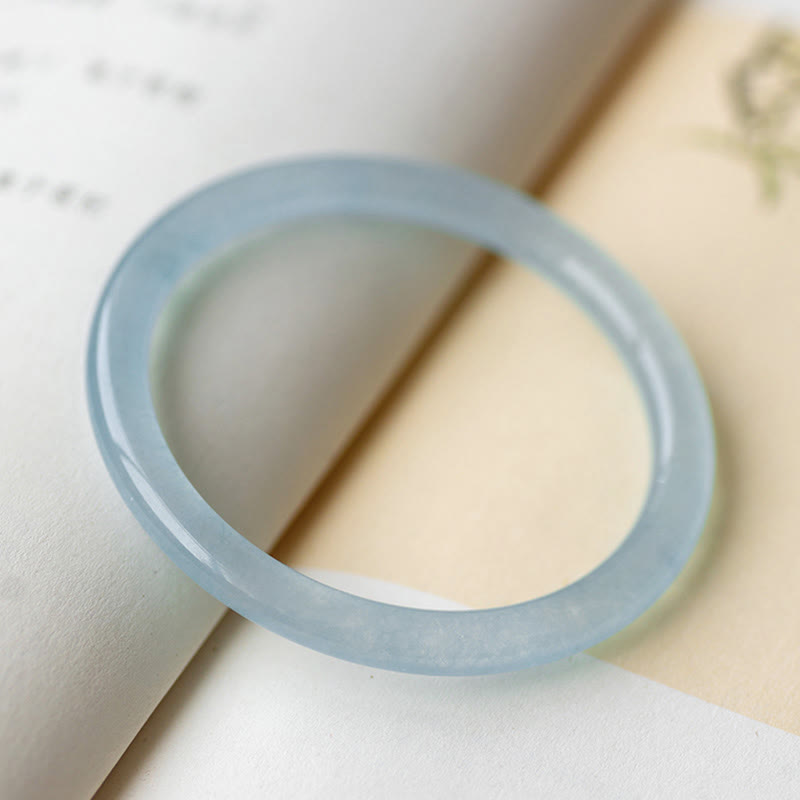Aquamarine Serenity Bangle Bracelet - 6mm & 8mm Options