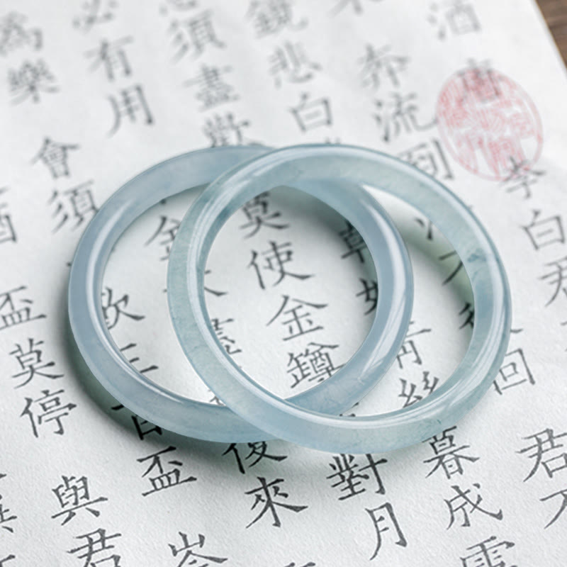 Aquamarine Serenity Bangle Bracelet - 6mm & 8mm Options