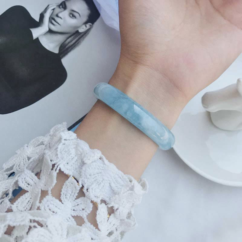 Natural Aquamarine Blessing Bangle Bracelet